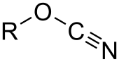 General chemical structure of a cyanate ester Cyanate-group.svg