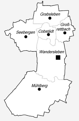 Läget för kommunen Drei Gleichen i Landkreis Gotha