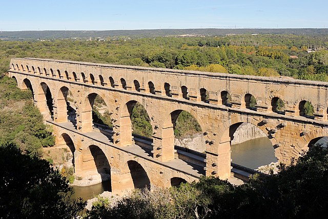 The Pont du Gard from the Roman Era, one of Occitanie's main landmarks and tourist attractions
