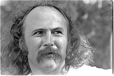 Following his dismissal from the band in 1967, David Crosby (pictured in 1976) was critical of Roger McGuinn's decision to recruit new band members, while continuing to use the Byrds name. David Crosby in 1976.jpg