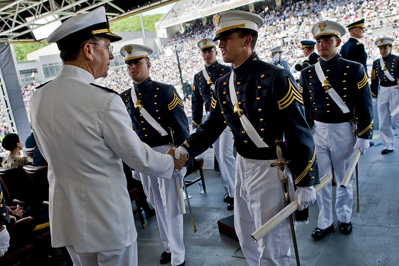 File:Defense.gov News Photo 110521-N-TT977-393 - Chairman of the Joint Chiefs of Staff Adm. Mike Mullen U.S. Navy congratulates cadets during commencement ceremonies at the U.S. Military Academy.jpg