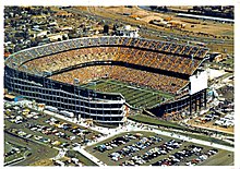 Mile High Stadium was the home of the Broncos from 1960 to 2000 Denver Mile High Stadium postcard (c. 1970s-1980s).jpg