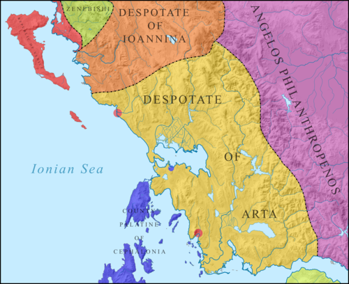 Map of the Despotate of Arta in 1390