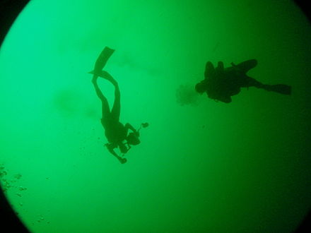 Divers over the wreck of the HMS Birkenhead