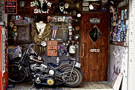 Door with Harley Davidson bike