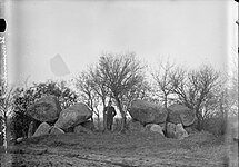 Dubbelgånggriften i Snarringe fotograferad runt 1900.