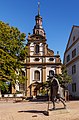 * Nomination Dreifaltigkeitskirche mit Jacobspilger, Maximilianstrasse in Speyer, Rheinland-Pfalz, Deutschland. --Fischer.H 16:36, 3 October 2020 (UTC) * Promotion Very good! (I know it is not easy to get a photo of that church without many peope or even cars before it.) There are just two dustspots in the sky which I would suggest to remove. --Aristeas 09:01, 4 October 2020 (UTC)  Done --Fischer.H 09:20, 4 October 2020 (UTC)  Support Thank you very much! --Aristeas 08:51, 6 October 2020 (UTC)