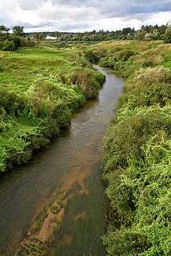 De Druika-rivier in het agrarische stadje Druya