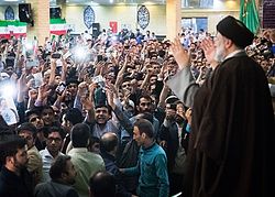Raisi campaign rally in Tehran Ebrahim Raisi at Shahriar 01.jpg