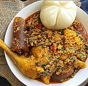 Iyan (pounded yam), with Egusi soup