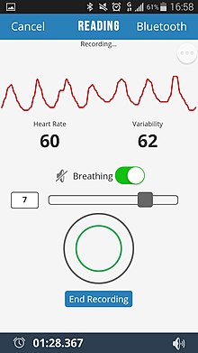 Example reading from an HRV app