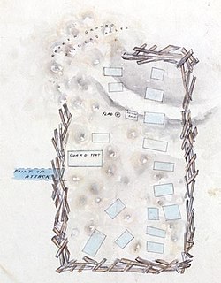 A plan of the Eureka Stockade as an exhibit in the 1855 Victorian High Treason trials Eureka map.jpg