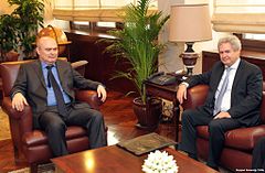 Image 34Greek Cypriot negotiator Andreas Mavroyiannis and the Turkish Undersecretary of Foreign Affairs Feridun Sinirlioğlu, in Ankara, within the scope of the 2014 Cyprus talks (from Cyprus problem)