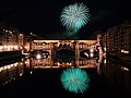 Fireworks over Ponte Vecchio, Florence, Italy.