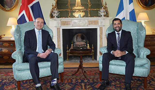 Guðni Th. Jóhannesson meeting with First Minister of Scotland, Humza Yousaf, at Bute House in Edinburgh, 2024