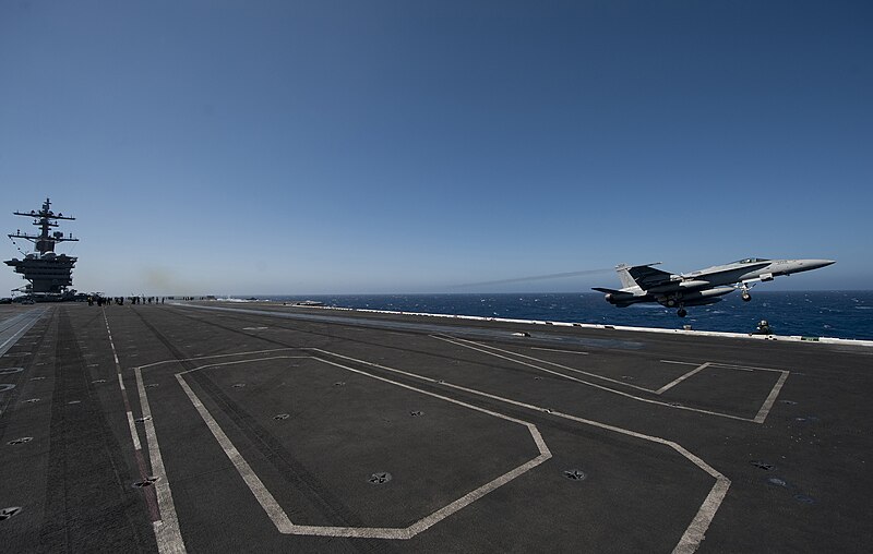 File:Flickr - Official U.S. Navy Imagery - A jet is one of the last fixed-wing aircraft to launch from USS Carl Vinson..jpg