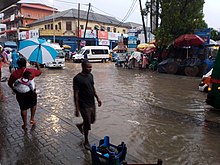 Many parts of Accra flood during the rainy season, causing environmental crisis in Ghana. Floods after rains in Accra.jpg