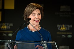 Former First Lady Laura Bush gives introductions during the 2016 Invictus Games Symposium on Invisible Wounds (26804301822)