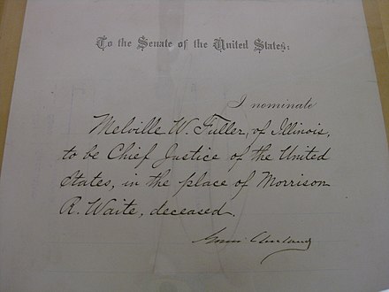 Fuller's chief justice nomination