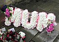 Floral tribute (MUM) at an English funeral