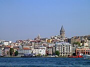 View of the Galata Tower from the Bosphorus.