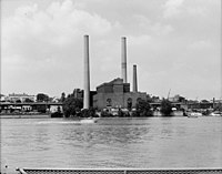 The former Capital Traction Power House on the Georgetown waterfront. Built in 1910-11 it was shut down in 1933, decommissioned in 1943 and demolished in 1968. Georgetown powerplant.jpg
