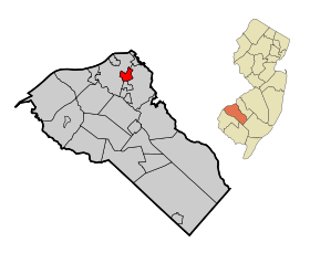 Gloucester County New Jersey Incorporated and Unincorporated areas Woodbury Highlighted.svg