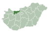 Map of Hungary highlighting Komárom-Esztergom County