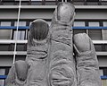 Deutsch: Detail Betende Hände der Skulptur Hommage à Dürer von Jürgen Goertz auf Gelände des Karlsruher Instituts für Technologie, Zirkel 2, Karlsruhe-Innenstadt-Ost. This is a photograph of an architectural monument. It is on the list of cultural monuments of Karlsruhe