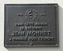 Memorial plaque on the former Hotel Grand-Chef Hotel Grand Chef 2008 Plaque Jean Monnet.jpg