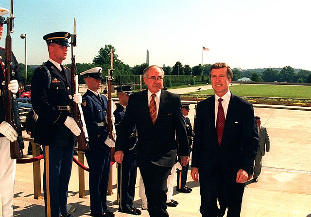 Howard and US Secretary of Defense William Cohen in 1997