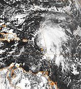 Hurricane Klaus hitting Martinique