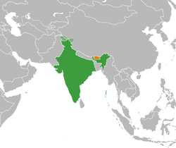 نقشہ مقام India اور Bhutan