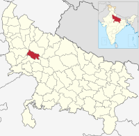 मानचित्र जिसमें कासगंज ज़िला Kasganj District हाइलाइटेड है