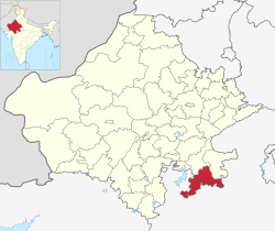 Location of Jhalawar district in Rajasthan