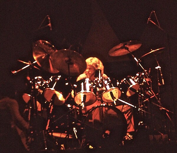 Drummer JR preparing for a Rufus concert in 1980