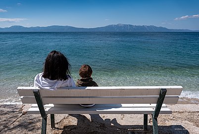 Jules and Gabriel enjoying the view, Zaostrog, Croatia