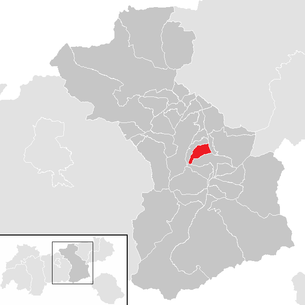 Lage der Gemeinde Kaltenbach (Tirol) im Bezirk Schwaz (anklickbare Karte)