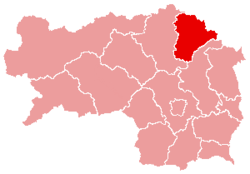 A Mürzzuschlagi járás fekvése Stájerország tartományban