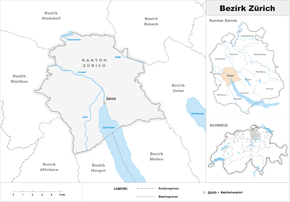 Kort over Zürich-distriktet