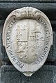 English: Lithic coat of arms for baron Ludwig von Grottau at the north side of the Lindwurm fountain`s base Deutsch: Steinernes Wappen für den Verordneten und Freiherrn Ludwig von Grottau an der Nordseite des Lindwurmbrunnens