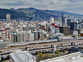 Panorama miasta widziana z Kobe Port Tower