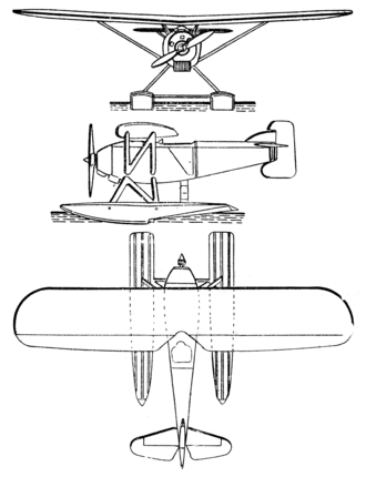 Koolhoven FK.34 3-view drawing from Les Ailes June 6, 1926 Koolhoven FK.34 3-view Les Ailes June 6, 1926.png