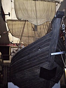 A 17th-century koch in a museum in Krasnoyarsk. Kochs were the earliest icebreakers and were widely used by Russian people in the Arctic and on Siberian rivers. Krsk koch.JPG