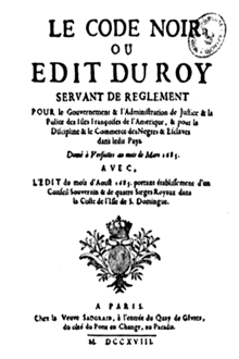 Le Code Noir ou Edit du Roi Servat de reglement Ed. Saugrain 1718.png
