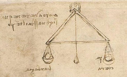 Dessin d'un hygromètre, Léonard de Vinci, XVe siècle.