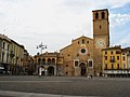 The facade of Lodi Cathedral and Piazza della Vittoria