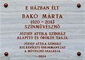 Márta Bakó plaque Bp13 KatonaJózsef27.jpg