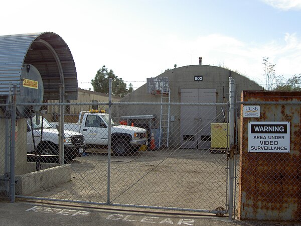 An old munitions bunker used as a storage building by UCSB.