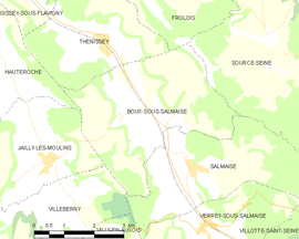 Mapa obce Boux-sous-Salmaise
